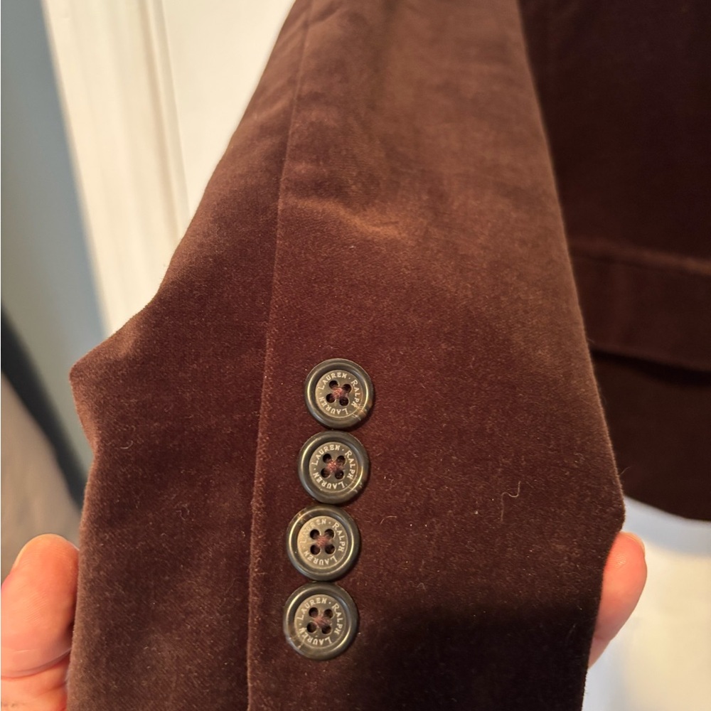 Lauren Ralph Lauren Chocolate Brown Velvet Blazer - Picture 6 of 15